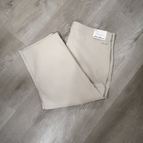 NWT Eddie Bauer Stretch Ladies Size 14 Beige UPF50 Sun Protection Capri Pants - Picture 7 of 14